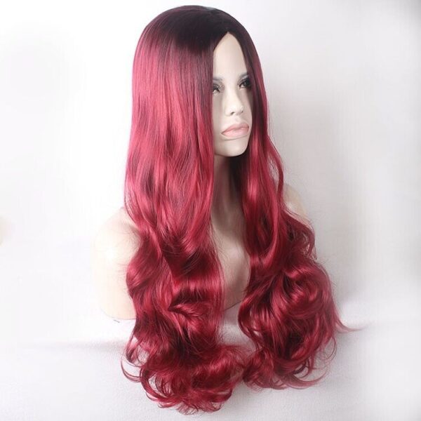 26" Natural Long Wavy Full Wigs Cosplay Party Synthetic Wig Heat Resistant 5