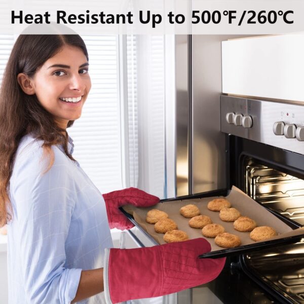 Silicone Oven Mitts and Pot Holders Heavy Duty Cooking Kitchen Rag Red 6 Pc Set 4