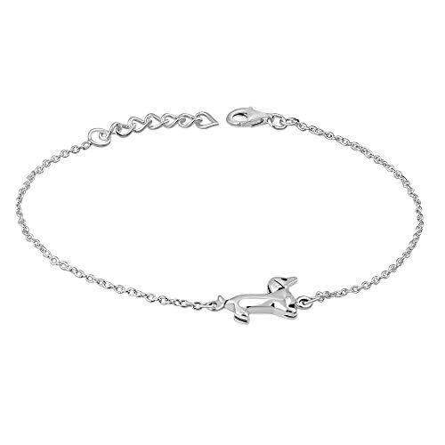 s-l500 925 Sterling Silver Dachshund Puppy Dog Charm Bracelet Adjustable