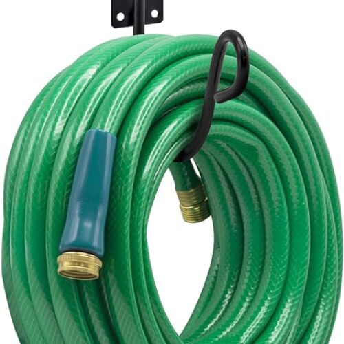 Sorbus Garden Hose Holder Hook, Wall Mounted Hose Reel Water Hose Storage Hanger, Great for Garden, Lawn, Yard, Wrought Iron (Black)