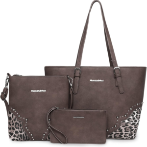 3 Pcs Handbag Set Leopard Print Tote Bag for Women