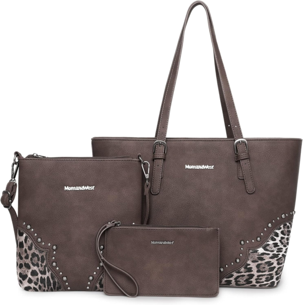 3 Pcs Handbag Set Leopard Print Tote Bag for Women 1