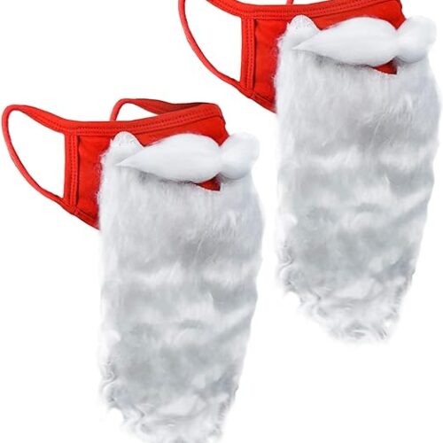 Encased (2 Pack) Face Mask Funny Bearded Holiday Santa Costume for Adults for Christmas 2023 (One size fits all)