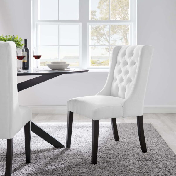 1 Modway Baronet Button Tufted Fabric Dining Chair in White