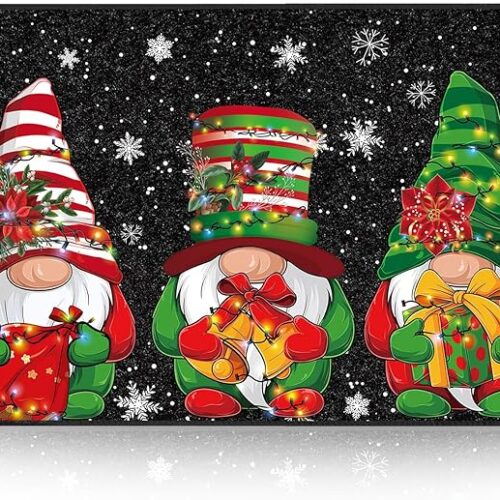 Ceenna Christmas Doormat Soft Christmas Bath Mat Absorbent Christmas Rug Christmas Bath Decor Holiday Non Slip Floor Small Carpet Washable Bathroom Rugs for Indoor Outdoor Home, 32 x 20 Inch (Gnome)