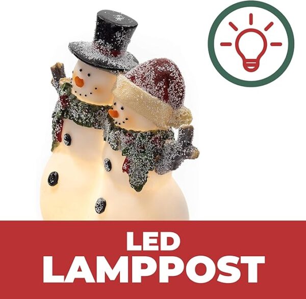 P Home Christmas Snowman Decor Christmas Figurines Resin Snowman Lighted Decorations Indoor Glowing Snowman Couple LED Holiday Light Up Snowman Indoor Festive Fiber Optic Decorations 3
