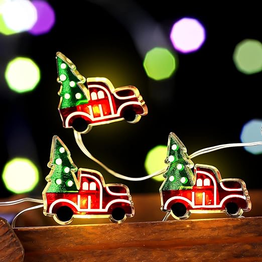 Honoson Christmas Red Truck Fairy Lights 9.8 Feet 30 LEDs Christmas String Lights Battery Operated String Lights Xmas LED String Lights for Christmas Tree Girls Bedroom Indoor Wedding Party Decor (1) 3