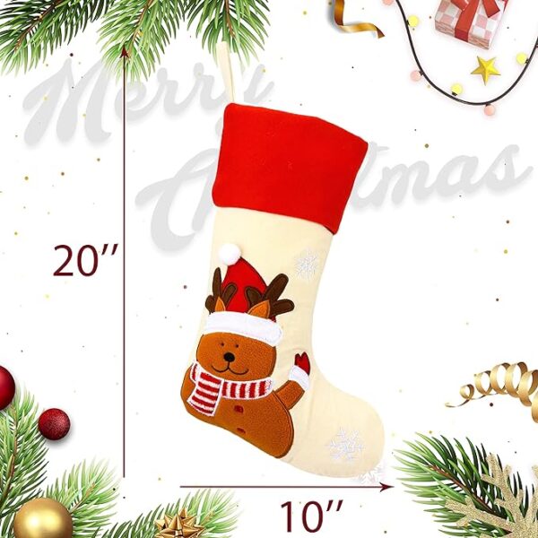 Cuteoy 3Pcs Christmas Stocking 20" Large Hanging Socks Holiday Stockings for Fireplace Xmas Tree Party Decorations Gift 3