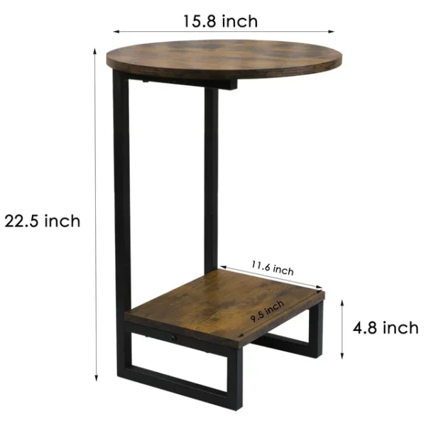 CERBIOR C-shaped Side Sofa Snack Table Coffee Tray End Table Living Room Furniture 3