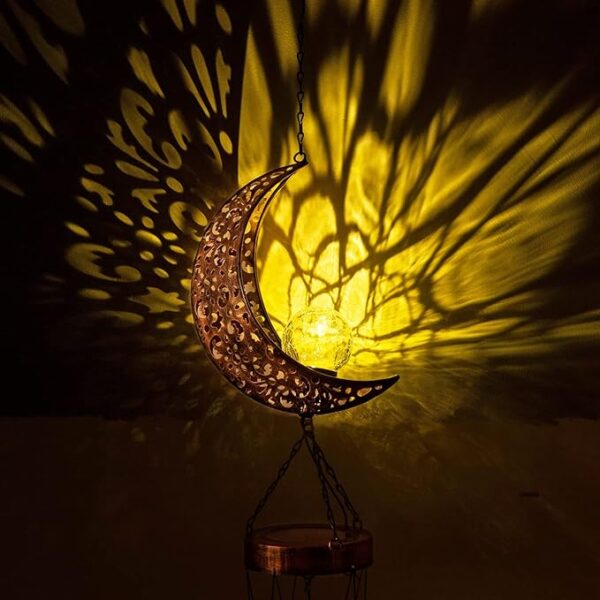 LeiDrail Wind Chimes for Outside, Moon Solar Wind Chime Crackle Glass Ball Outdoor Clearance Hanging, Unique Decor Gifts for Mom Women Birthday idea for Garden Yard Balcony 3