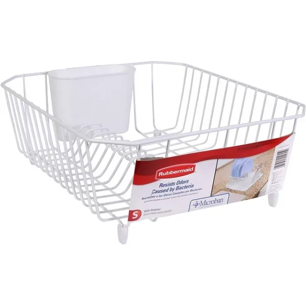 Rubbermaid Antimicrobial Dish Drainer, Small, White 1858900 3