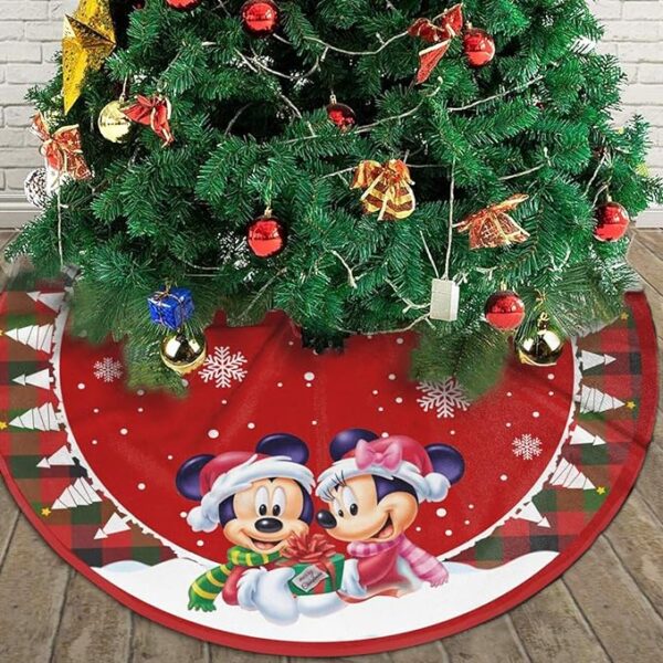 Christmas Tree Skirt Merry Christmas Tree Skirt 36 Inch,Red Tree Mat Decor for Christmas Xmas Happy New Year Festive Holiday Party Decorations 4