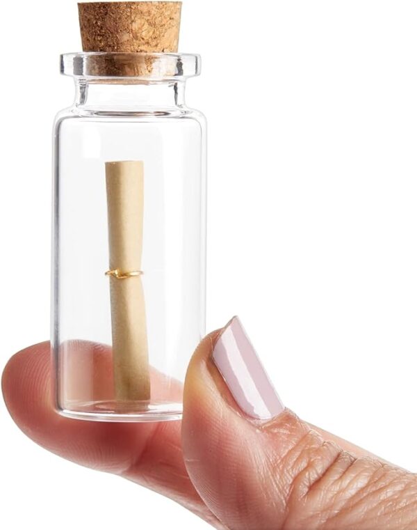 48 Pack 10ml Create A Message In A Bottle Kit, Bulk Small Glass Cork Bottles with Mini Scrolls for Time Capsules, Wedding Favors 4