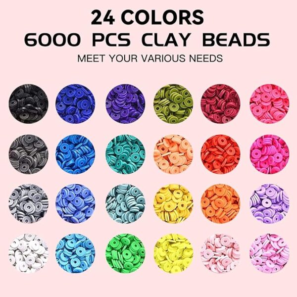 ZGWNQCD 7200 Pcs Clay Beads for Bracelets Making Kit for Kids,DIY Friendship Bracelet Making kit Flat Polymer Heishi with Charms Elastic Strings,Jewelry Making Kit Bracelets and Necklace Christmas 4