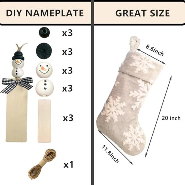 AISENO 3 Pack 20 Inch Faux Fur Snowflake Christmas Stockings Decoration for Merry Christmas Party Xmas Home Decorations 4