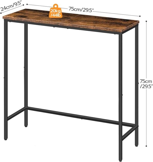 HOOBRO Narrow Console Table, 29.5" Small Entryway Table, Thin Sofa Table, Side Table, Display Table, for Hallway, Bedroom, Living Room, Foyer, Rustic Brown and Black BF75XG01 4