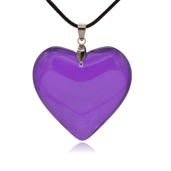 Large Solid Glass Heart Pendant Necklace