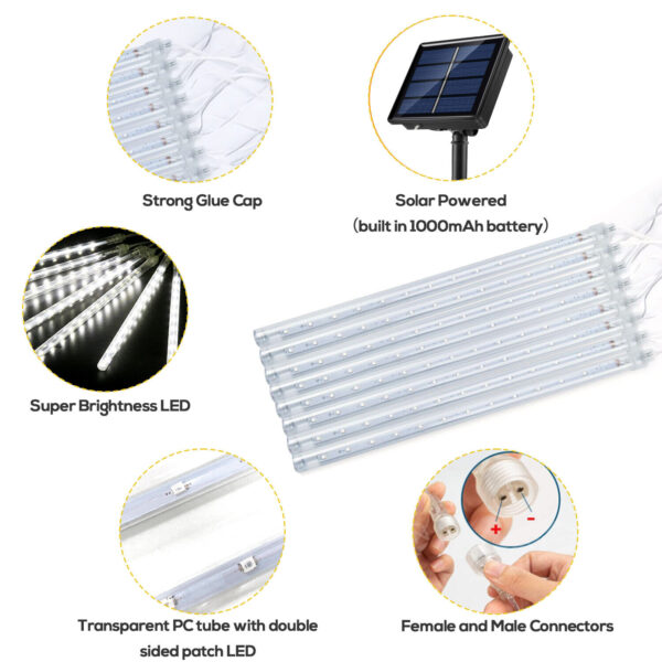 288 LED Solar Lights Meteor Shower Rain Tree String Light Outdoor Garden Party 4