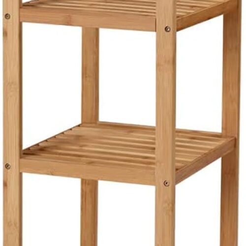SONGMICS 4-Tier Bamboo Bathroom Shelf, Narrow Shelving Unit, Multifunctional Storage Rack, Corner Rack, for Kitchen, Living Room, Bedroom, Entryway, Bathroom, Natural UBCB54Y