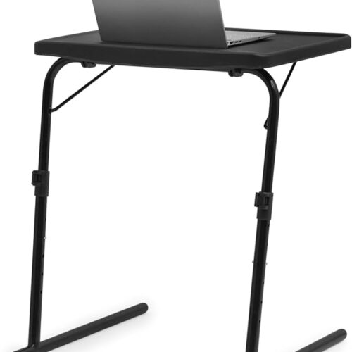 Magshion 22" Adjustable Tilting TV Tray Table Dinner on Bed or Sofa, Comfortable Folding Black Table with 3 Tilt Angle Adjustments