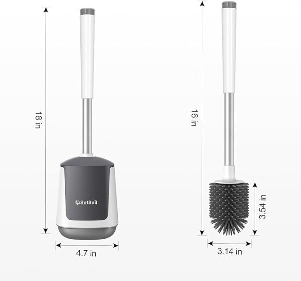 SetSail Silicone Toilet Brush and Holder, Automatic Toilet Bowl Brushes for Bathroom Ventilated Toilet Cleaner Brush for Toilet Scrubber Cleaning 3