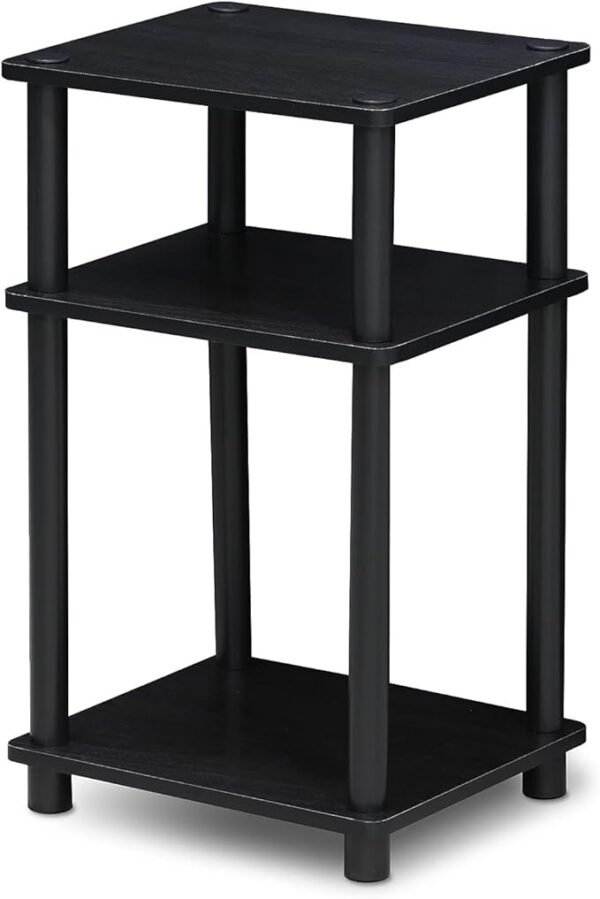 Furinno Just 3-Tier Turn-N-Tube End Table / Side Table / Night Stand / Bedside Table with Plastic Poles, 1-Pack, Americano/Black 4