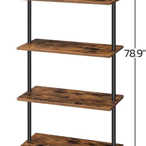 615xLo-mqCL._AC_SX679_ HOOBRO DIY Ladder Shelf, 6-Tier Wall Mounted Bookshelf, Office Vertical Bookcase, Wooden Storage Shelves for Home Office, Bedroom, Rustic Brown and Black BF65CJ01