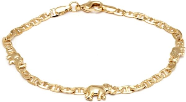 Barzel 18K Gold Plated Flat Marina Elephant Anklet For Women- Made In Brazil 1