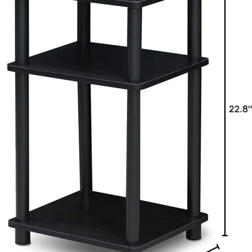Furinno Just 3-Tier Turn-N-Tube End Table / Side Table / Night Stand / Bedside Table with Plastic Poles, 1-Pack, Americano/Black