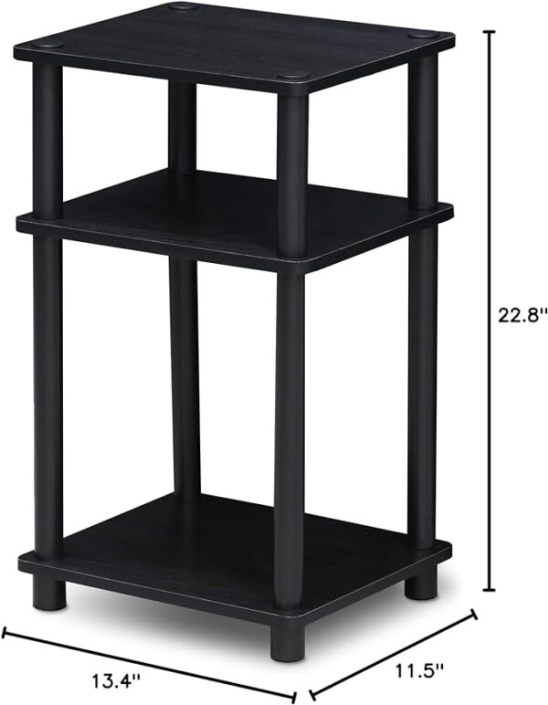 Furinno Just 3-Tier Turn-N-Tube End Table / Side Table / Night Stand / Bedside Table with Plastic Poles, 1-Pack, Americano/Black 1