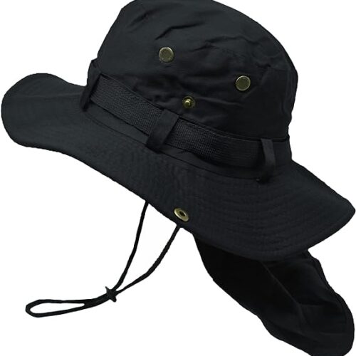 Men Women Summer Bucket Boonie Hat Neck Cover Flap Sun Wide Brim Outdoor Cap