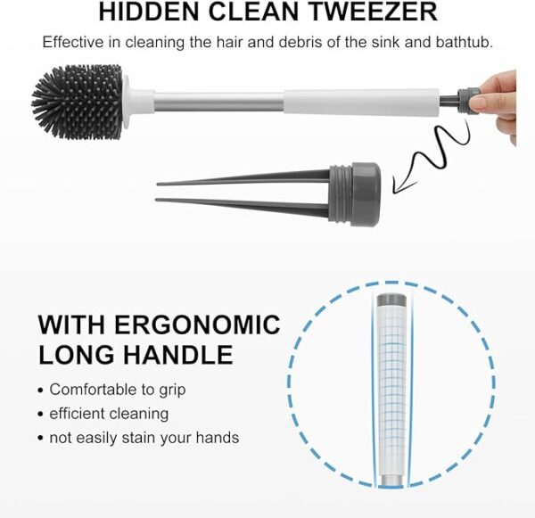 SetSail Silicone Toilet Brush and Holder, Automatic Toilet Bowl Brushes for Bathroom Ventilated Toilet Cleaner Brush for Toilet Scrubber Cleaning 2