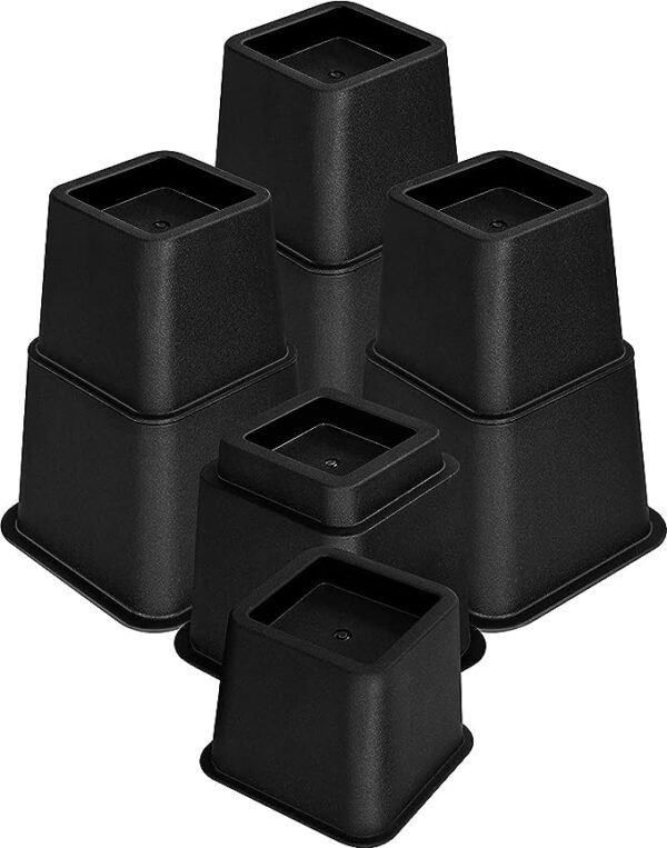 Utopia Bedding Adjustable Bed Furniture Risers - Elevation in Heights 3, 5 or 8 Inch Heavy Duty Risers for Sofa and Table - Supports up to 1,300 lbs - (Set of 4 Riser, Black) 4