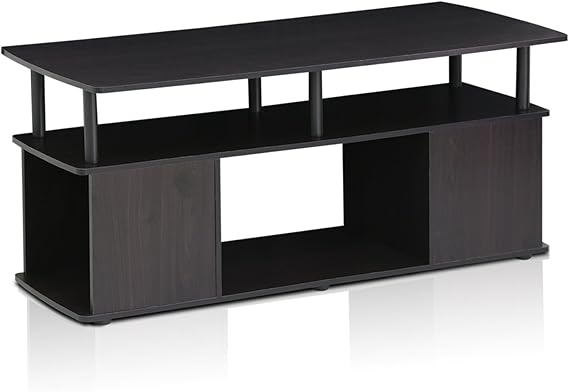 Furinno JAYA Utility Design Coffee Table / TV Stand for TV up to 55 Inch with Open Storage, Blackwood