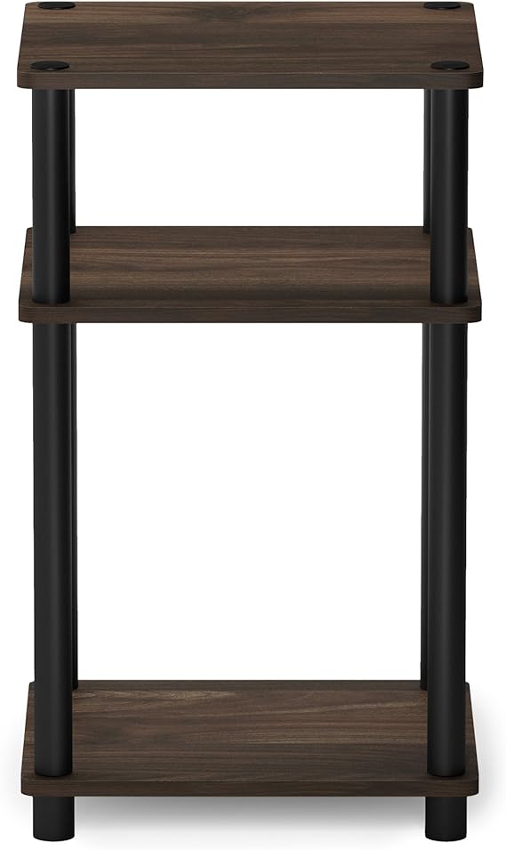Furinno Just 3-Tier Turn-N-Tube End Table / Side Table / Night Stand / Bedside Table with Plastic Poles, 1