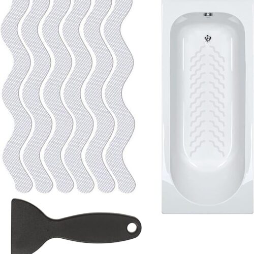 MOLANLY Anti Slip Shower Stickers 24 PCS - Safety Bathtub Strips Adhesive Decals with Premium Scraper for Bath Tub Shower Stairs