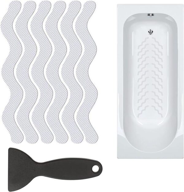 MOLANLY Anti Slip Shower Stickers 24 PCS - Safety Bathtub Strips Adhesive Decals with Premium Scraper for Bath Tub Shower Stairs 1