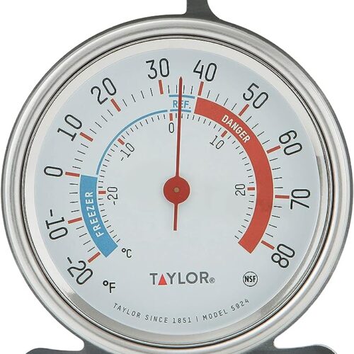 Large Dial Kitchen Refrigerator and Freezer Kitchen Analog Thermometer, 3 Inch Dial,Silver