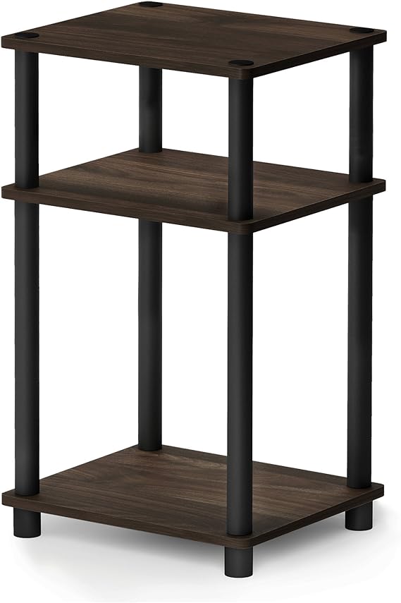 Furinno Just 3-Tier Turn-N-Tube End Table / Side Table / Night Stand / Bedside Table with Plastic Poles, 2
