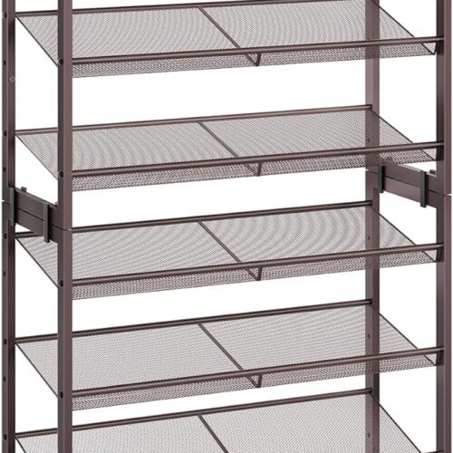 HOOBRO Metal Shoe Rack, 8 Tier Shoe Rack for Closet, Holds 24-32 Pairs of Shoes, 29.5" W x 11.6" D x 63" H, Stackable, for Entryway, Hallway, Living Room Bronze AB82XJP201