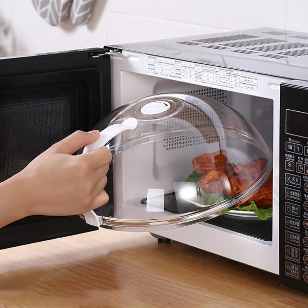 Microwave Splatter Cover for Food,Clear Microwave Splash Guard Cooker lid with Handle,Dish bowl Plate Serving Cover Home Kitchen