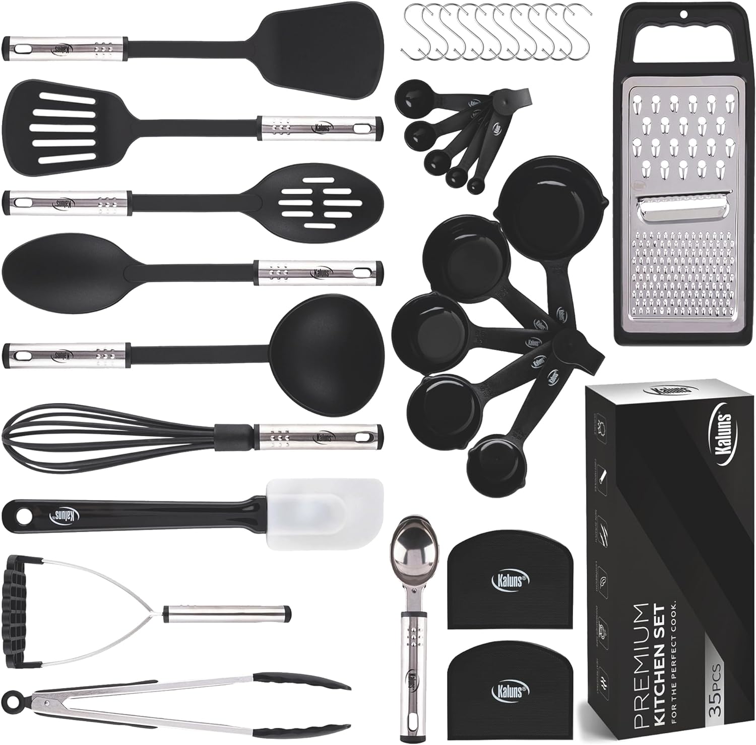 Kitchen Utensils Set Cooking Utensil Sets, Nylon and Stainless Steel Kitchen Gadgets Nonstick and Heat Resistant Home, House, Apartment Essentials Kitchen Accessories Must Haves Pots and Pans set