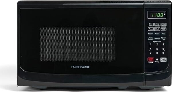 Farberware Countertop Microwave 700 Watts, 0.7 cu ft - Microwave Oven With LED Lighting and Child Lock - Perfect for Apartments and Dorms - Easy Clean Grey Interior, Retro Black 1