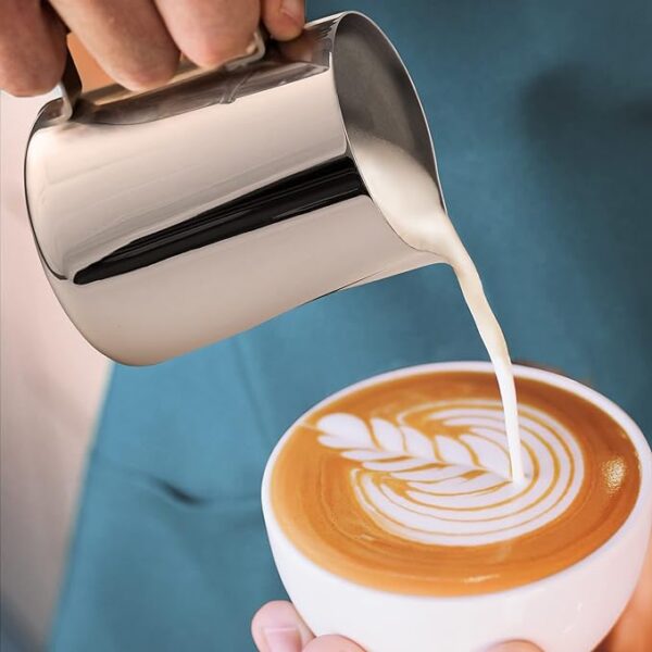 Zulay Kitchen 12oz Stainless Steel Milk Frothing Pitcher - Milk Frother Cup - Easy-to-Clean Espresso Accessories - Easy-to-Read Creamer Measurements - Foam Making for Coffee (Gold) 12