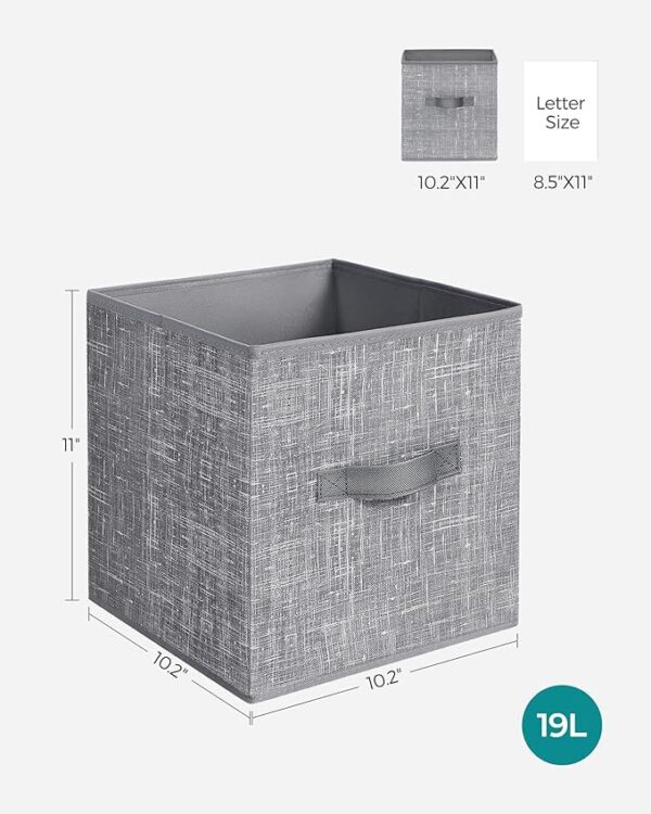 SONGMICS Storage Cubes, 11-Inch Non-Woven Fabric Bins with Double Handles, Set of 6, Closet Organizers for Shelves, Foldable, for Clothes, Cattail Gray UROB26LG 1