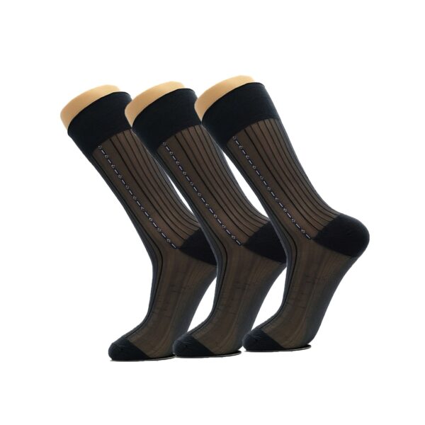 Luxtrada-3-Pairs-Mens-Silk-Socks Luxtrada 3 Pairs Mens Silk Socks Sheer Men Dress Socks Ultra Thin Striped Socks Summer Cool Crew Socks