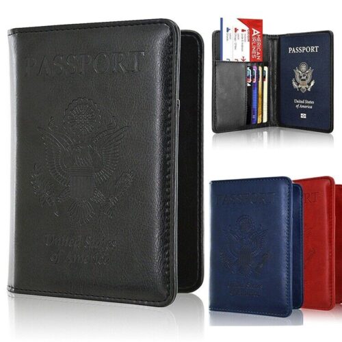 RFID Blocking Leather Passport Holder Case Cover Wallet for Securely Travel Trip