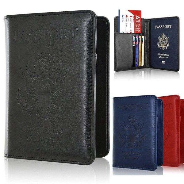 RFID Blocking Leather Passport Holder Case Cover Wallet for Securely Travel Trip 1