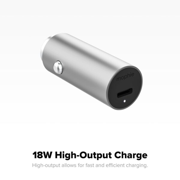 mophie Sleek Aluminum USB-C PD 18W Fast Car Charger for all iPhone, Android 2
