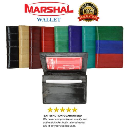 GENUINE EEL SKIN Bifold Credit Business Card id Holder Case Wallet